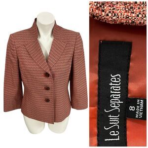LeSuit Blazer Womens Sz 8 Orange Jacket Officecore Corpcore Career Boardroom
